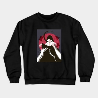 Gothic art, Halloween, Spooky decor, Crow, Woman with long white hair, Witch art, Dark art, Moon art Crewneck Sweatshirt